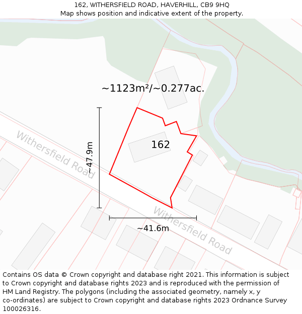 162, WITHERSFIELD ROAD, HAVERHILL, CB9 9HQ: Plot and title map