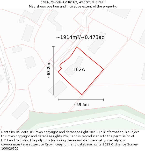 162A, CHOBHAM ROAD, ASCOT, SL5 0HU: Plot and title map