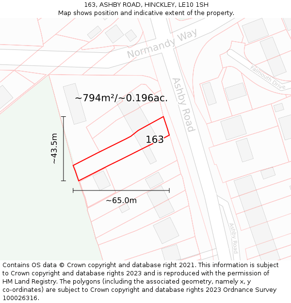 163, ASHBY ROAD, HINCKLEY, LE10 1SH: Plot and title map