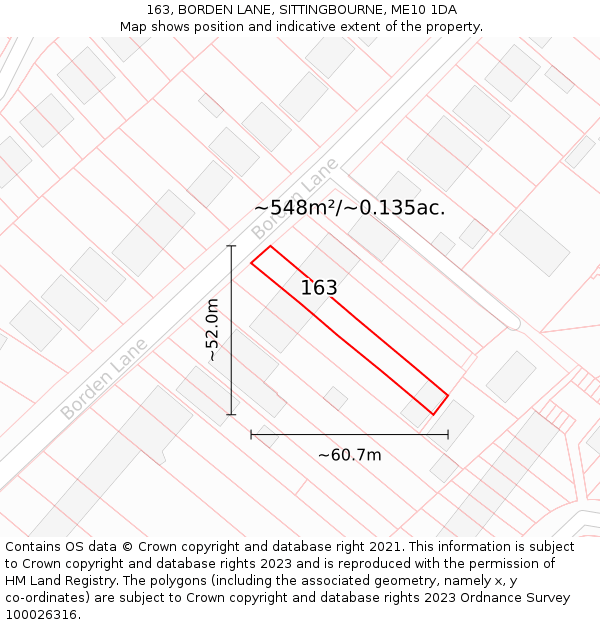 163, BORDEN LANE, SITTINGBOURNE, ME10 1DA: Plot and title map