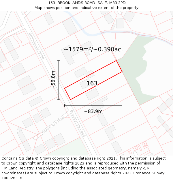 163, BROOKLANDS ROAD, SALE, M33 3PD: Plot and title map