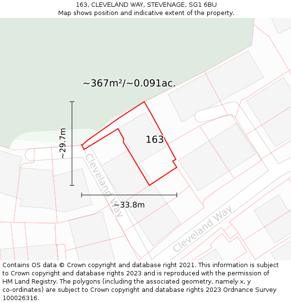 163, CLEVELAND WAY, STEVENAGE, SG1 6BU: Plot and title map