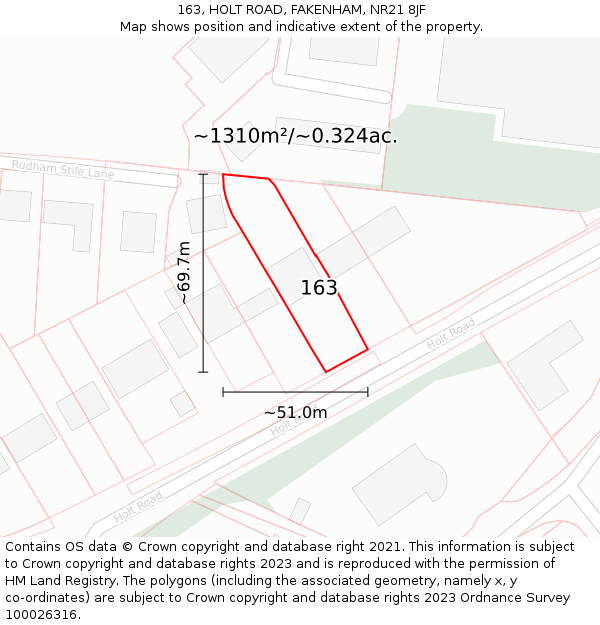 163, HOLT ROAD, FAKENHAM, NR21 8JF: Plot and title map