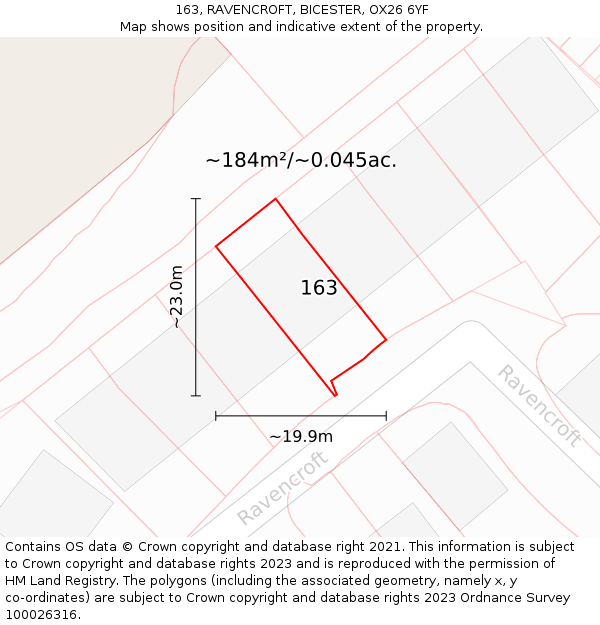 163, RAVENCROFT, BICESTER, OX26 6YF: Plot and title map