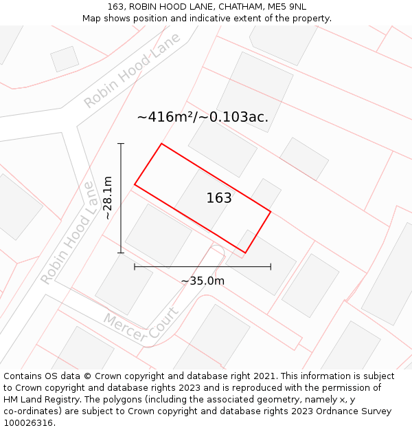 163, ROBIN HOOD LANE, CHATHAM, ME5 9NL: Plot and title map