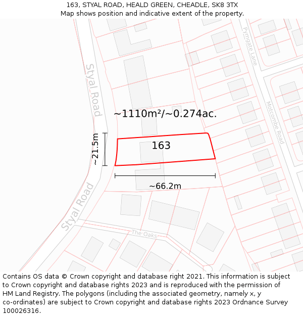 163, STYAL ROAD, HEALD GREEN, CHEADLE, SK8 3TX: Plot and title map