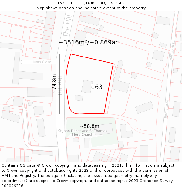 163, THE HILL, BURFORD, OX18 4RE: Plot and title map