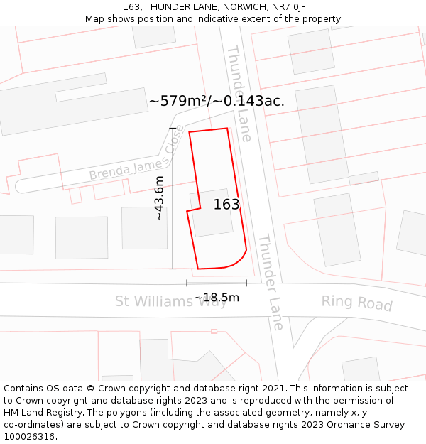 163, THUNDER LANE, NORWICH, NR7 0JF: Plot and title map