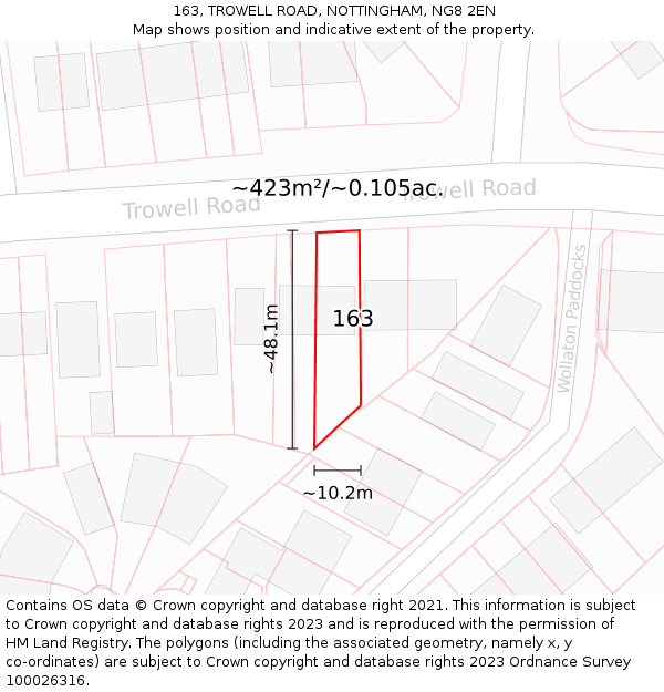 163, TROWELL ROAD, NOTTINGHAM, NG8 2EN: Plot and title map