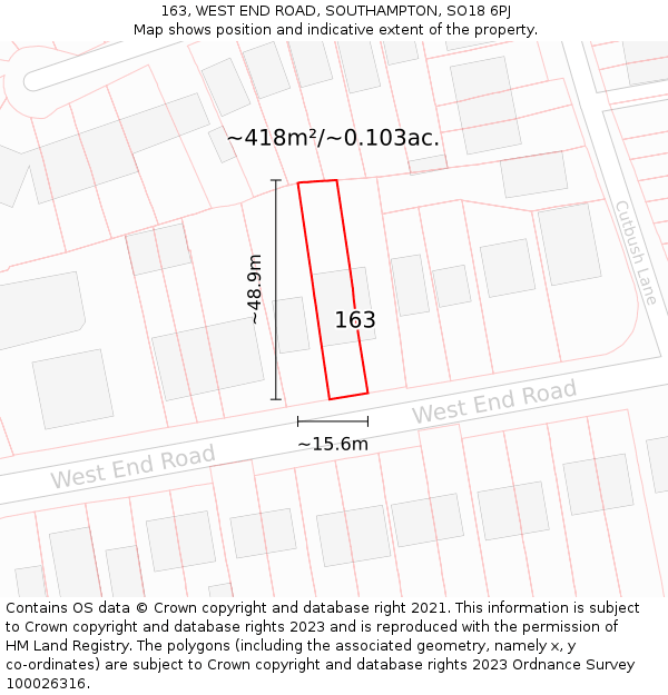 163, WEST END ROAD, SOUTHAMPTON, SO18 6PJ: Plot and title map