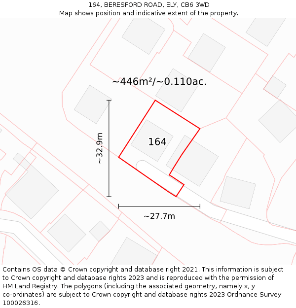164, BERESFORD ROAD, ELY, CB6 3WD: Plot and title map