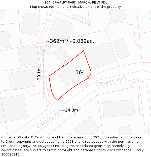 164, CAVALRY PARK, MARCH, PE15 9DL: Plot and title map