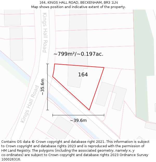 164, KINGS HALL ROAD, BECKENHAM, BR3 1LN: Plot and title map