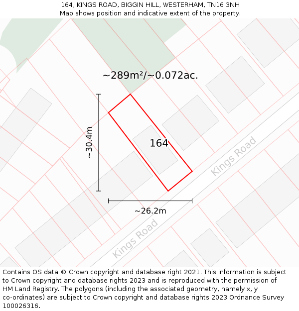 164, KINGS ROAD, BIGGIN HILL, WESTERHAM, TN16 3NH: Plot and title map