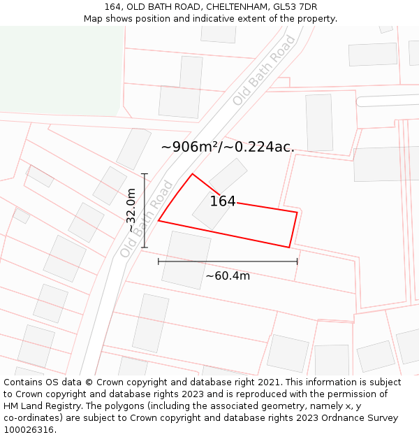 164, OLD BATH ROAD, CHELTENHAM, GL53 7DR: Plot and title map