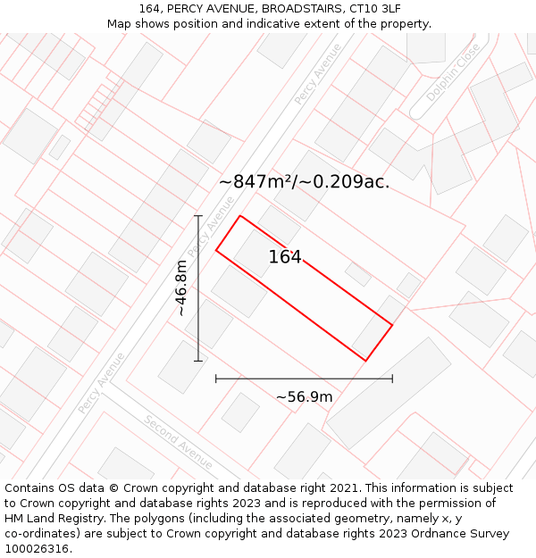 164, PERCY AVENUE, BROADSTAIRS, CT10 3LF: Plot and title map