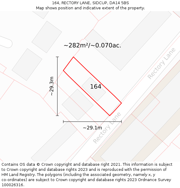 164, RECTORY LANE, SIDCUP, DA14 5BS: Plot and title map