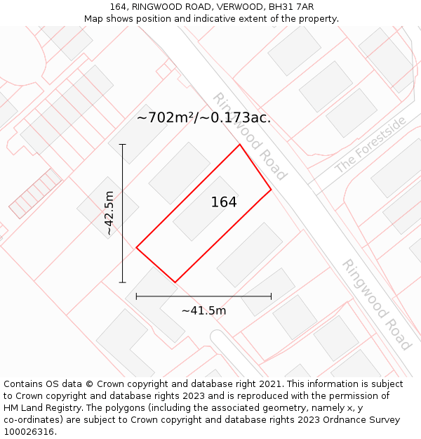 164, RINGWOOD ROAD, VERWOOD, BH31 7AR: Plot and title map