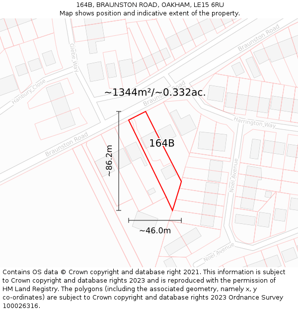 164B, BRAUNSTON ROAD, OAKHAM, LE15 6RU: Plot and title map