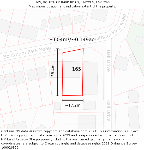 165, BOULTHAM PARK ROAD, LINCOLN, LN6 7SQ: Plot and title map