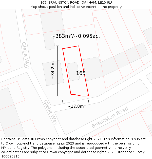 165, BRAUNSTON ROAD, OAKHAM, LE15 6LF: Plot and title map