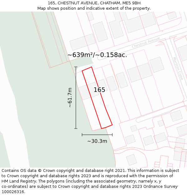 165, CHESTNUT AVENUE, CHATHAM, ME5 9BH: Plot and title map