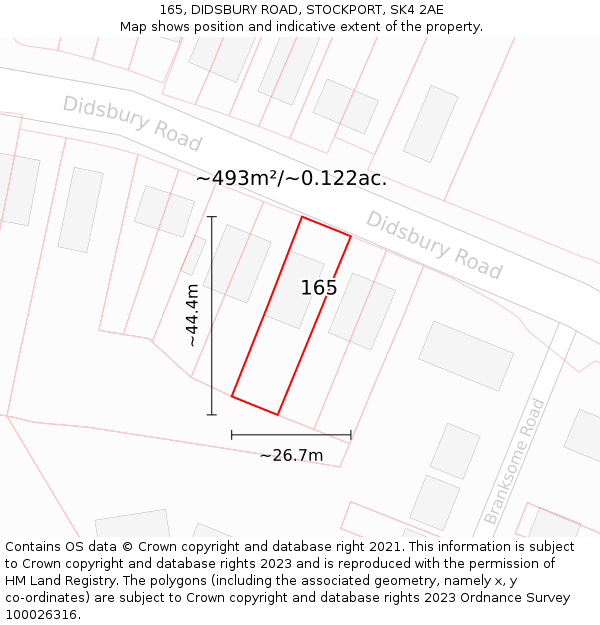 165, DIDSBURY ROAD, STOCKPORT, SK4 2AE: Plot and title map