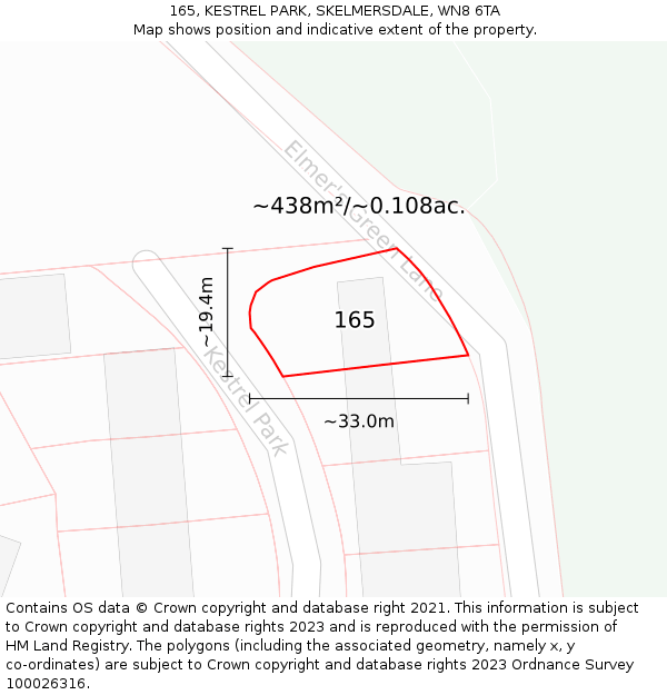 165, KESTREL PARK, SKELMERSDALE, WN8 6TA: Plot and title map