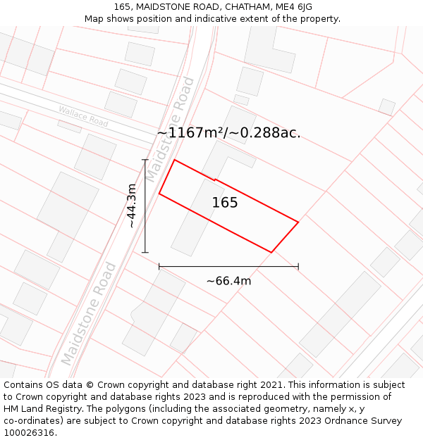 165, MAIDSTONE ROAD, CHATHAM, ME4 6JG: Plot and title map