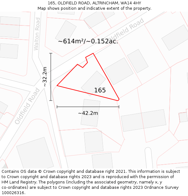 165, OLDFIELD ROAD, ALTRINCHAM, WA14 4HY: Plot and title map