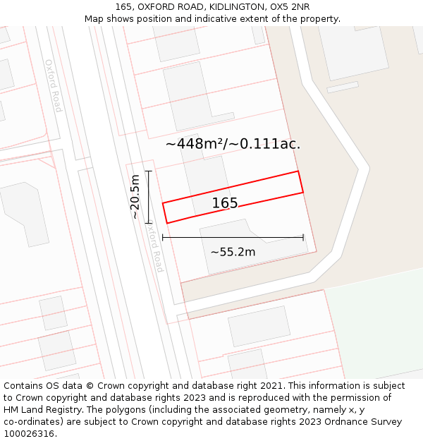 165, OXFORD ROAD, KIDLINGTON, OX5 2NR: Plot and title map