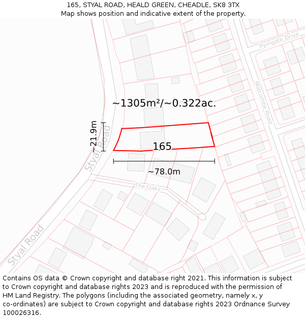 165, STYAL ROAD, HEALD GREEN, CHEADLE, SK8 3TX: Plot and title map