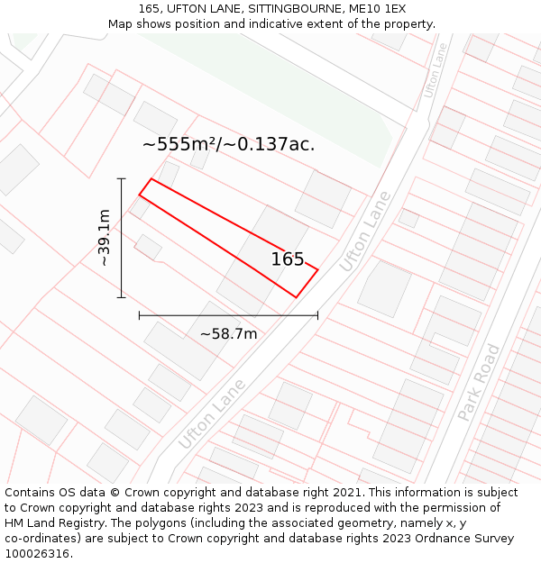 165, UFTON LANE, SITTINGBOURNE, ME10 1EX: Plot and title map