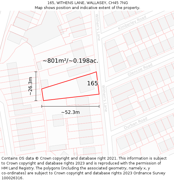 165, WITHENS LANE, WALLASEY, CH45 7NG: Plot and title map