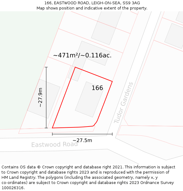 166, EASTWOOD ROAD, LEIGH-ON-SEA, SS9 3AG: Plot and title map