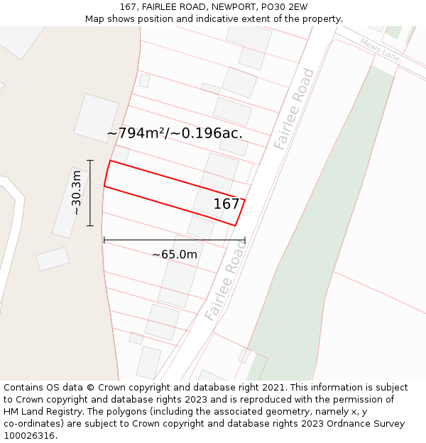 167, FAIRLEE ROAD, NEWPORT, PO30 2EW: Plot and title map