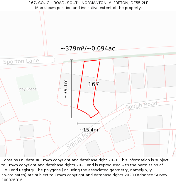 167, SOUGH ROAD, SOUTH NORMANTON, ALFRETON, DE55 2LE: Plot and title map