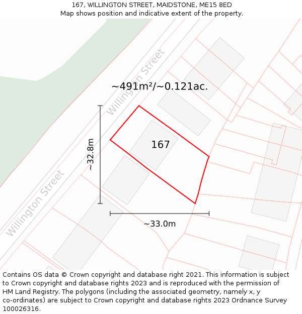 167, WILLINGTON STREET, MAIDSTONE, ME15 8ED: Plot and title map