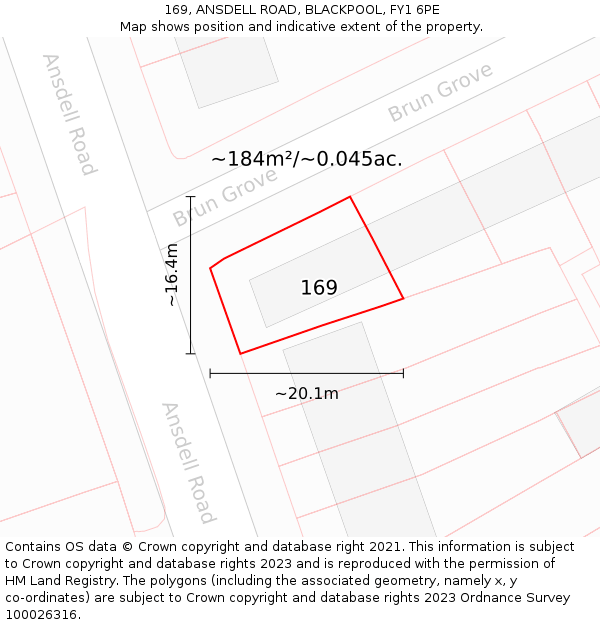 169, ANSDELL ROAD, BLACKPOOL, FY1 6PE: Plot and title map