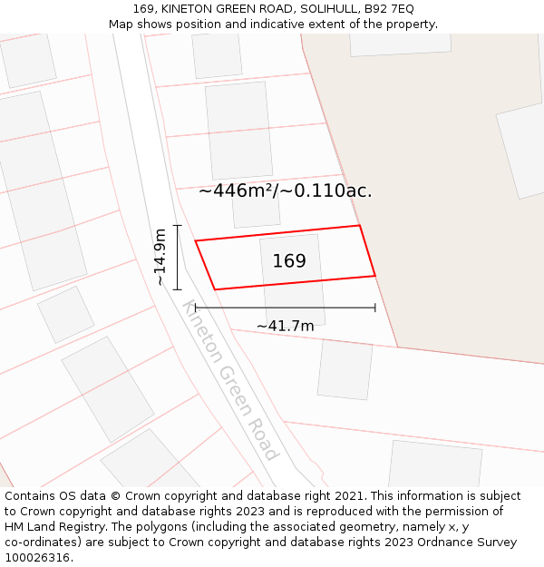 169, KINETON GREEN ROAD, SOLIHULL, B92 7EQ: Plot and title map