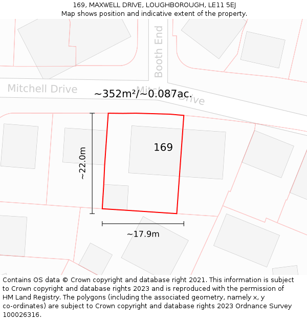 169, MAXWELL DRIVE, LOUGHBOROUGH, LE11 5EJ: Plot and title map