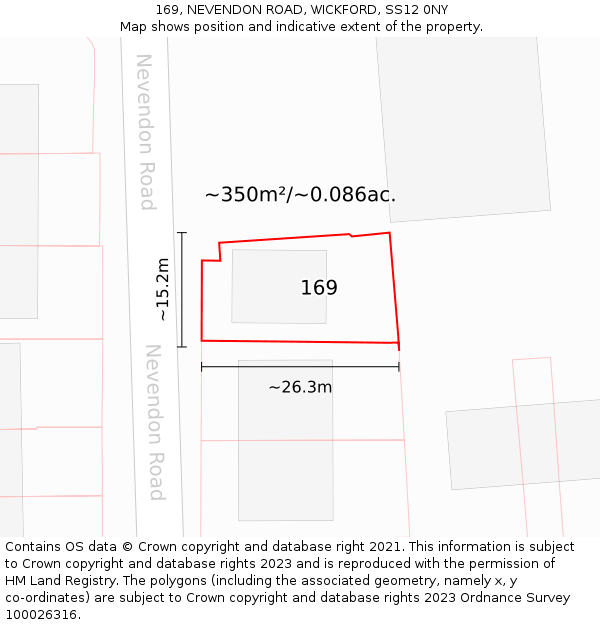 169, NEVENDON ROAD, WICKFORD, SS12 0NY: Plot and title map