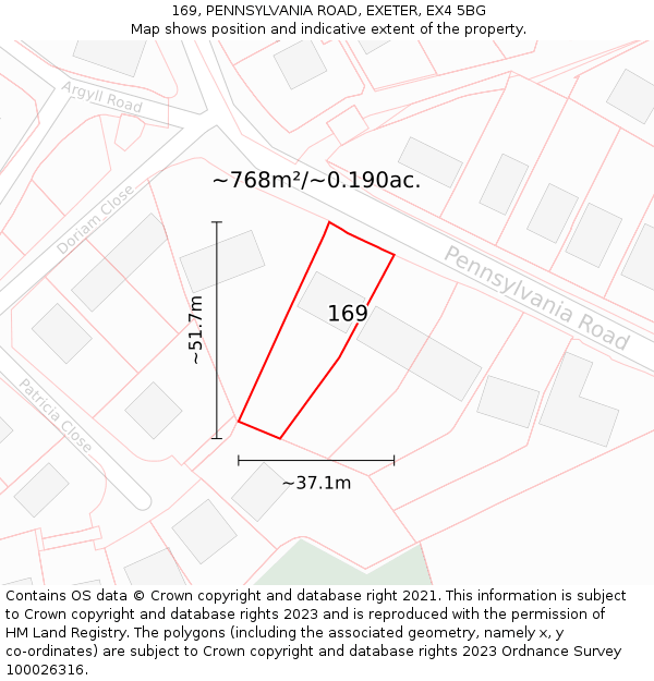 169, PENNSYLVANIA ROAD, EXETER, EX4 5BG: Plot and title map