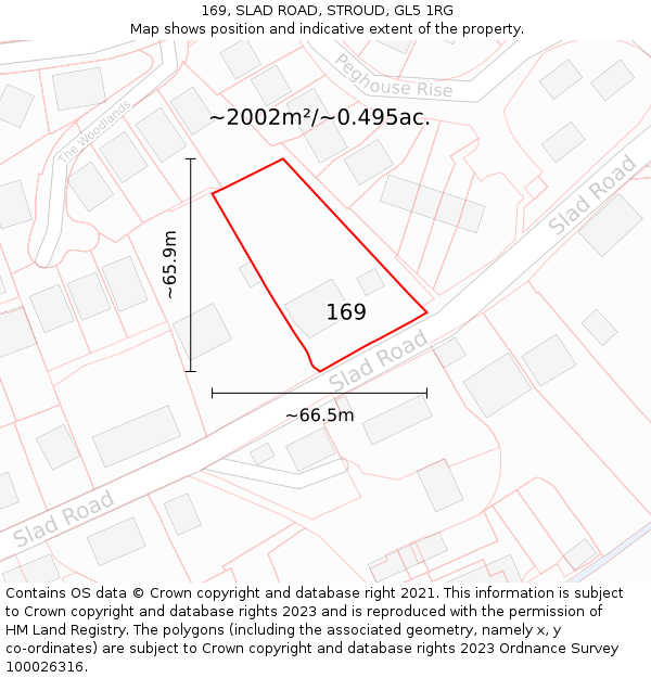 169, SLAD ROAD, STROUD, GL5 1RG: Plot and title map