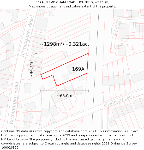169A, BIRMINGHAM ROAD, LICHFIELD, WS14 9BJ: Plot and title map