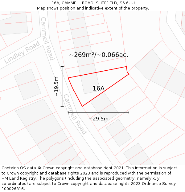 16A, CAMMELL ROAD, SHEFFIELD, S5 6UU: Plot and title map