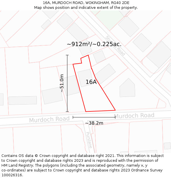 16A, MURDOCH ROAD, WOKINGHAM, RG40 2DE: Plot and title map