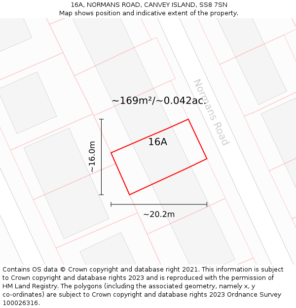 16A, NORMANS ROAD, CANVEY ISLAND, SS8 7SN: Plot and title map