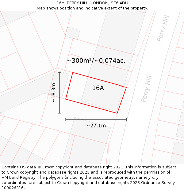 16A, PERRY HILL, LONDON, SE6 4DU: Plot and title map