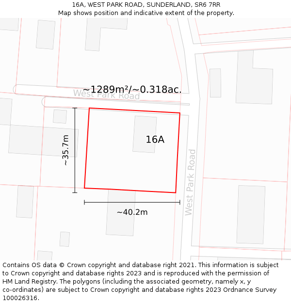 16A, WEST PARK ROAD, SUNDERLAND, SR6 7RR: Plot and title map